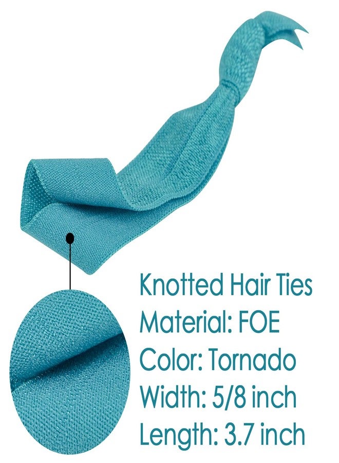 MEEDEE Teal Blue No Crease Soft Knotted Hair Ties - 100 Pack Ouchless Yoga & Pony Tail Bracelets for Women - Image 2